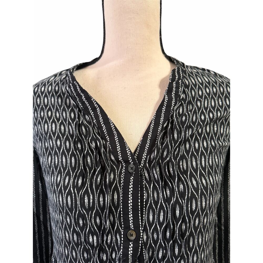 Anthropologie Maeve Women's Black White Calia Top Sz 8 Minimalist Closet Staple - Picture 3 of 6